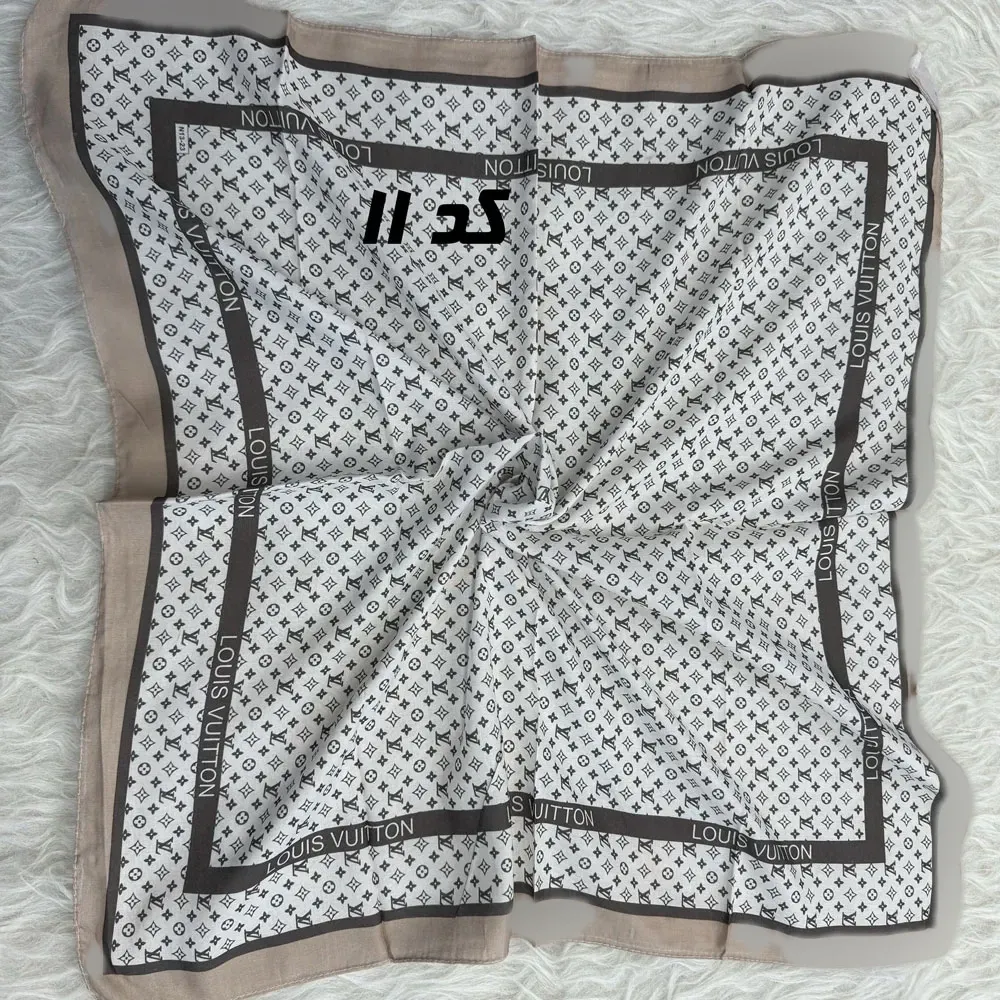 مینی اسکارف قهوهای نخ طرحبندی 65×65 سانتیمتر بدون آبرفت و رنگ رفت