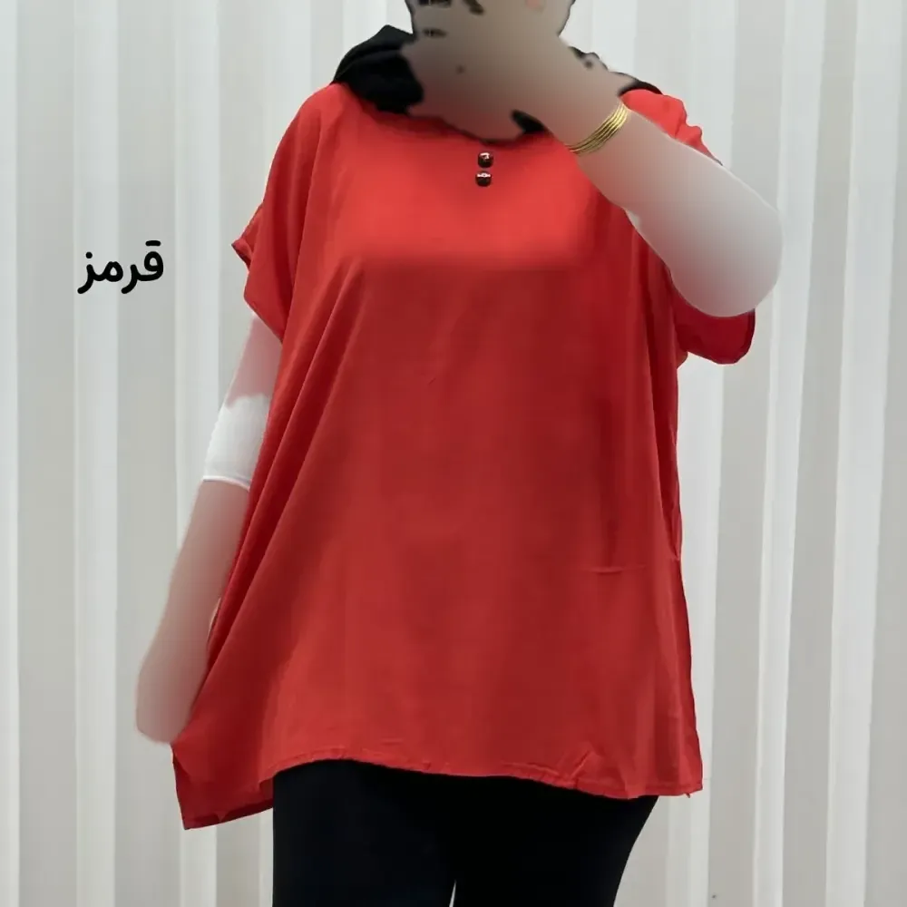 تاپ زنانه نخی ساده سایز بزرگ فری سایز مناسب تا سایز 54