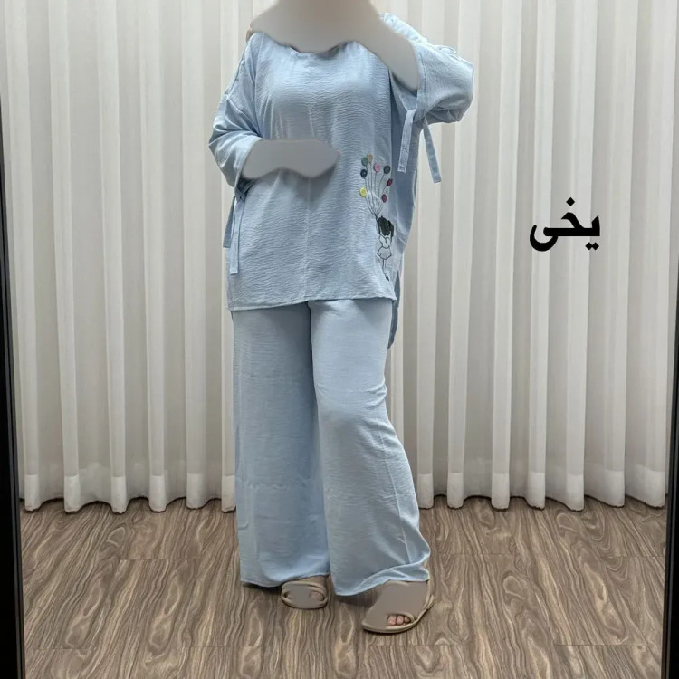 ست بلوز شلوار بادکنکی فری سایز تا 52 ابر و باد چهارفصل شیک و راحت بدون آبرفت و رنگ رفتگی