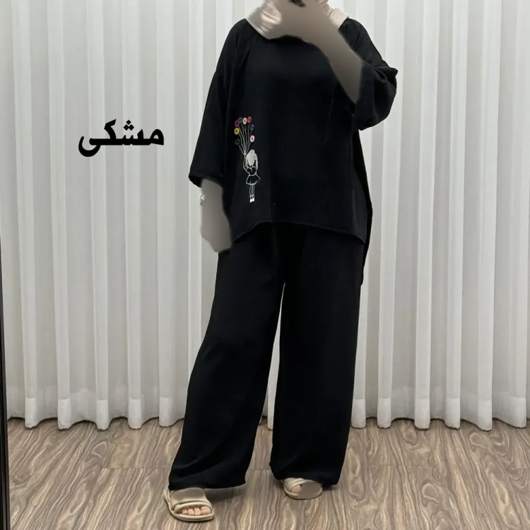 ست بلوز شلوار بادکنکی فری سایز تا 52 ابر و باد چهارفصل شیک و راحت بدون آبرفت و رنگ رفتگی