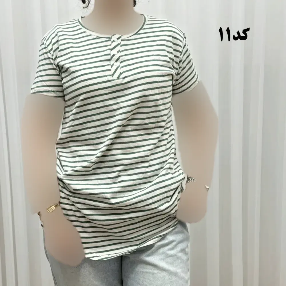تیشرت زنانه نخ پنبه H&M جلودکمه چهارفصل