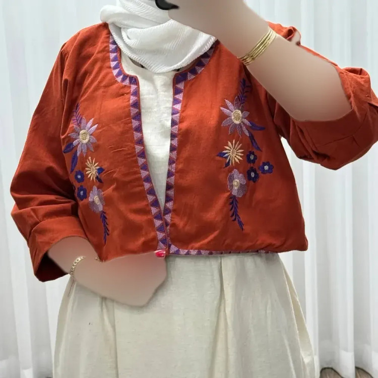 کت سارافون لینن مدل یولیا فری سایز زنانه مناسب تا سایز 48 چهارفصل شیک و راحت