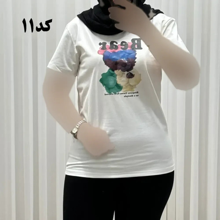 تیشرت زنانه وارداتی میکس طرحبندی کد 1269 جنس نخ پنبه چهارفصل تنخور راحت سایز M L XL
