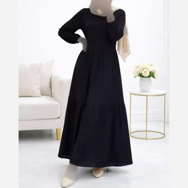 پیراهن ململ طرح آیدا یقه گره ای سایز 38 تا 48